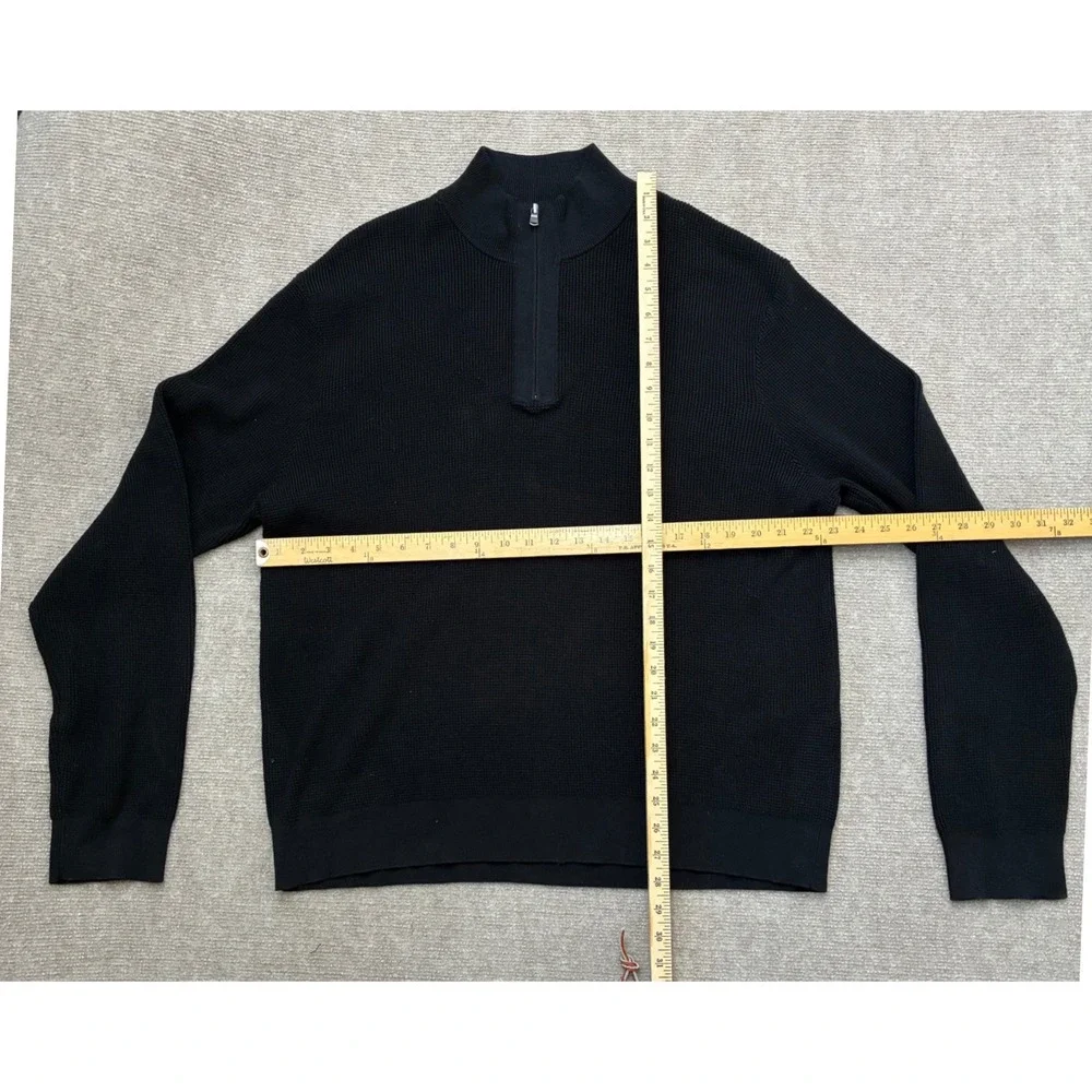 Michael Kors Mens Black Thermal Quarter Zip Sweater Mock Neck Cotton XL